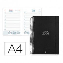 AGENDA ESPIRAL LIDERPAPEL OLBIA A4 2026 DP NEGRA