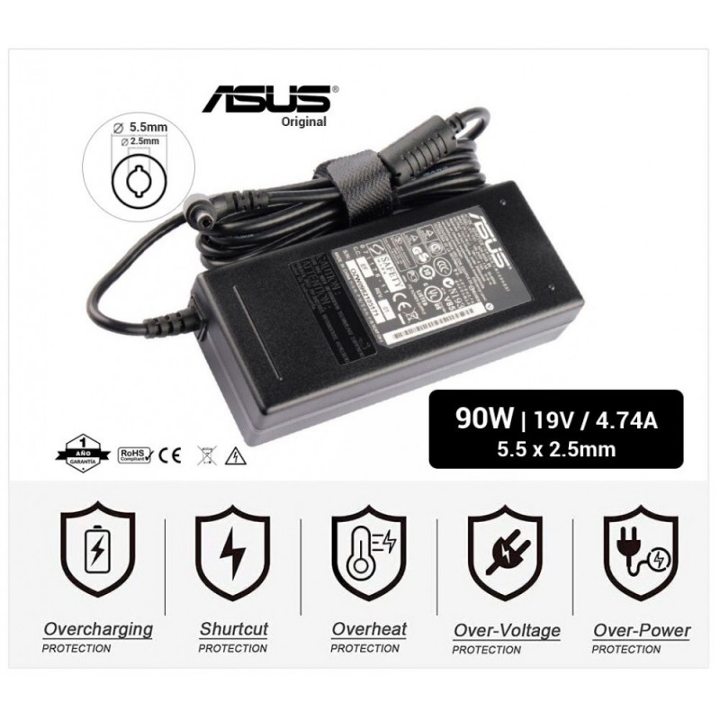 CARGADOR ASUS COMPATIBLE 19V/4.7A 5.5x2.5mm 90W
