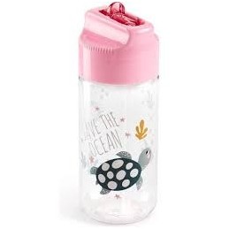 BOTELLA PLASTICO INFANTIL ROSA SAVE THE OCEAN