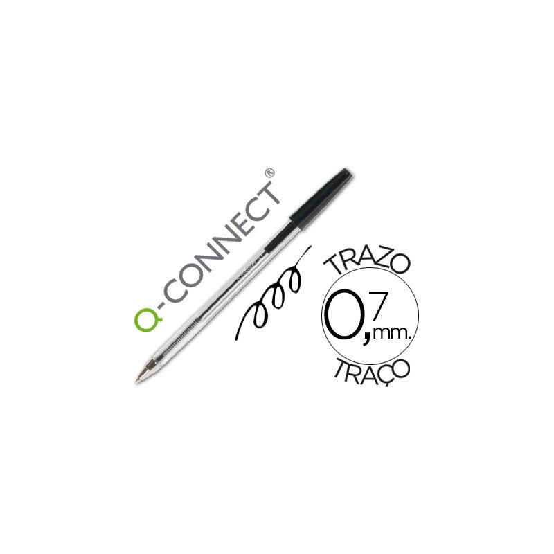 BOL TRANSPARENTE Q-CONNECT NEGRO MEDIO 0.7mm