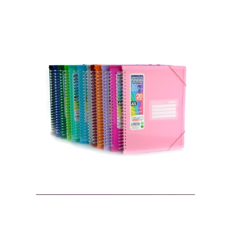 CARPETA DE 20 FUNDAS A5 ESPIRAL COLORLINE SURTIDO