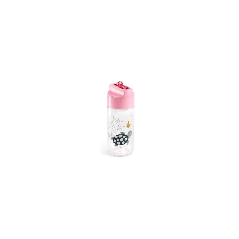 BOTELLA PLASTICO INFANTIL ROSA SAVE THE OCEAN
