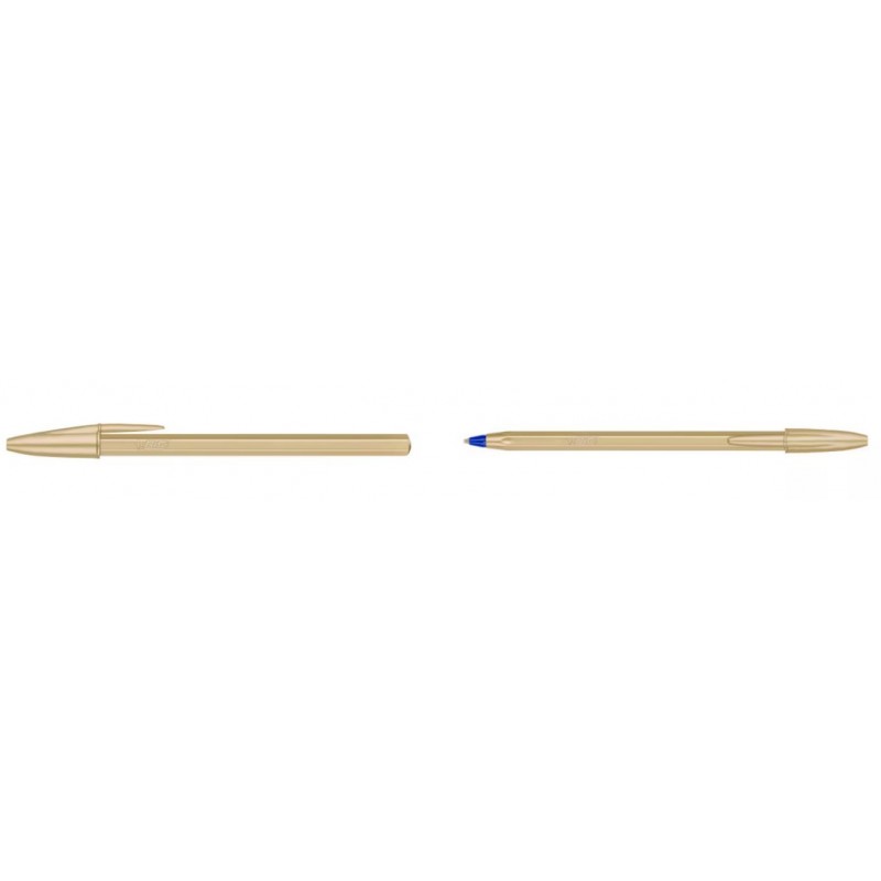 BIC CRISTAL GLACE TINTA AZUL COLOR ORO