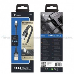 LT PLUS B7086 CABLE TIPO C 2.4A 1MT NEGRO A USB
