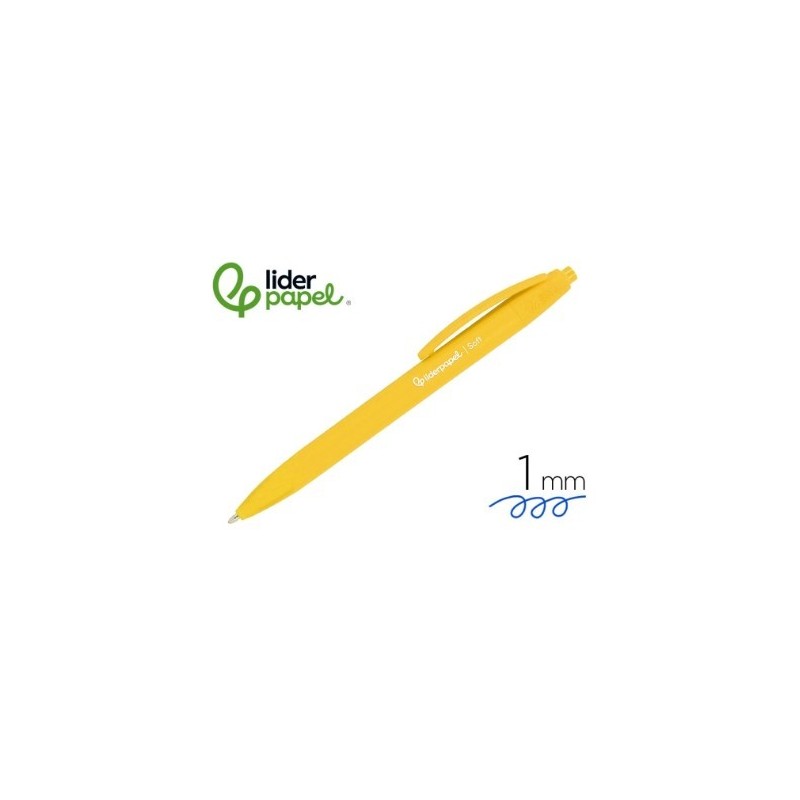 BOLIGRAFO LIDERPAPEL RETRACTIL SOFT 1MM AMARILLO