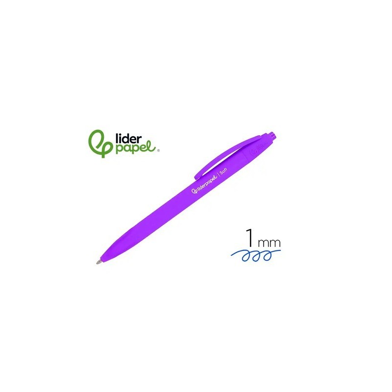 BOLIGRAFO LIDERPAPEL RETRACTIL SOFT 1MM MORADO