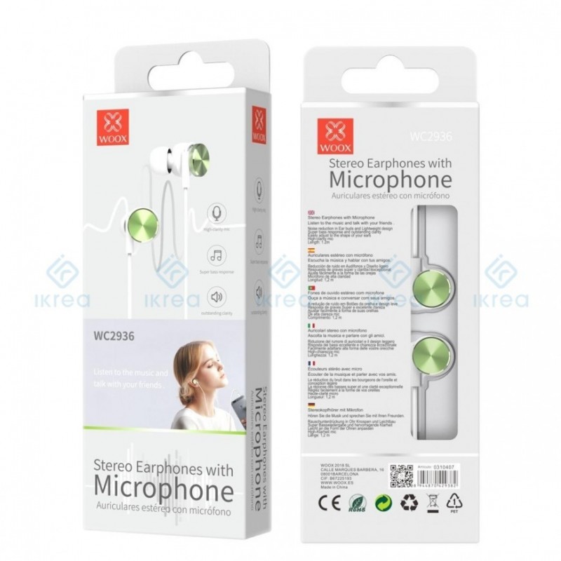AURICULAR WOOX WC2936 CON MICROFONO VERDE
