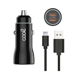 CARGADOR NEGRO 2 USB CON CABLE 2.4AMP