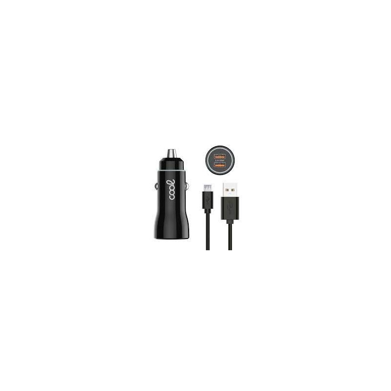 CARGADOR NEGRO 2 USB CON CABLE 2.4AMP