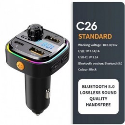 TRANSMISOR FM BLUETOOTH C26 STANDARD