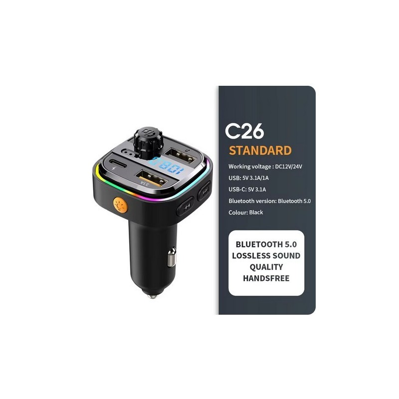 TRANSMISOR FM BLUETOOTH C26 STANDARD
