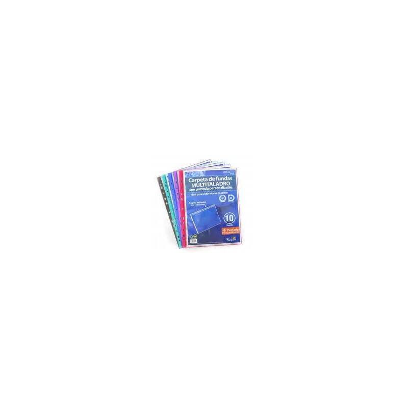 CARPETA 10 FUNDAS MULTITALADRO A4 SURTIDO SUPRA