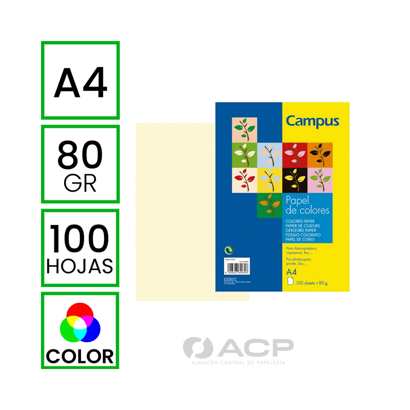 PAPEL CAMPUS A4 CREMA 80GR/100H