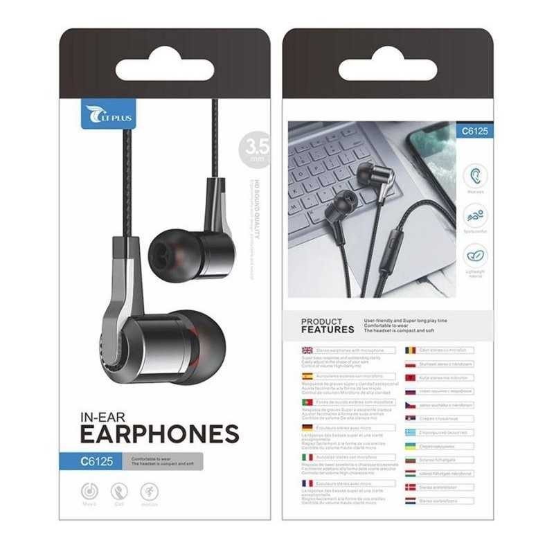 AURICULAR CON MICROFONO LT PLUS C6123 3.5 NEGRO