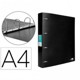 CARPETA LIDERPAPEL 4 ANILLAS 40MM NEGRO OPACO POLI