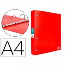 CARPETA LIDERPAPEL 4 ANILLAS 40MM ROJO TRANSLUCIDO