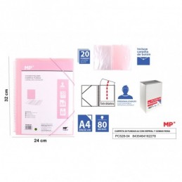 CARPETA 20 FUNDAS A4 CON ESPIRAL Y GOMAS