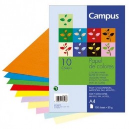 PAPEL CAMPUS A4 080GR 100H 10 COLORES