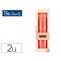 BOLIGRAFO BELIUS BARI 2 UDS ROSA 1MM AZUL CAJA