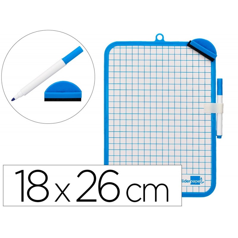 PIZARRA BLANCA 18X26CM DOBLE CARA LISA Y CUADRICUL