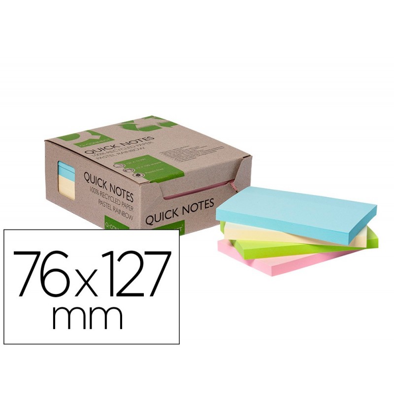 BLOC DE NOTAS Q-CONNECT 76x127MM RECILADO COLORES