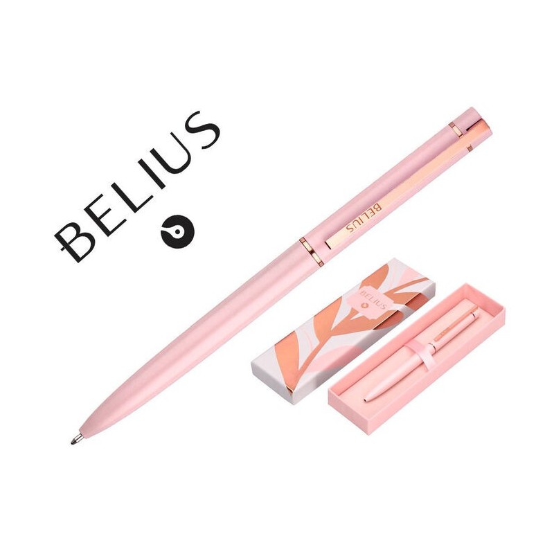 BOLIGRAFO BELIUS ROSE ALUMINIO TINTA AZUL CAJA DIS