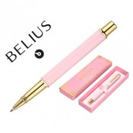 BOLIGRAFO BELIUS MACARON BLISS ROSA HEXAGONAL AZUL