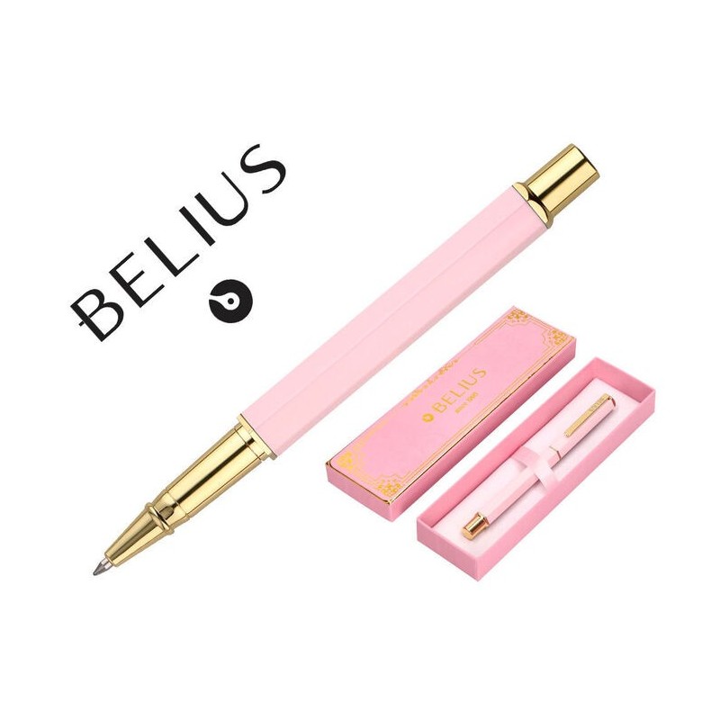 BOLIGRAFO BELIUS MACARON BLISS ROSA HEXAGONAL AZUL