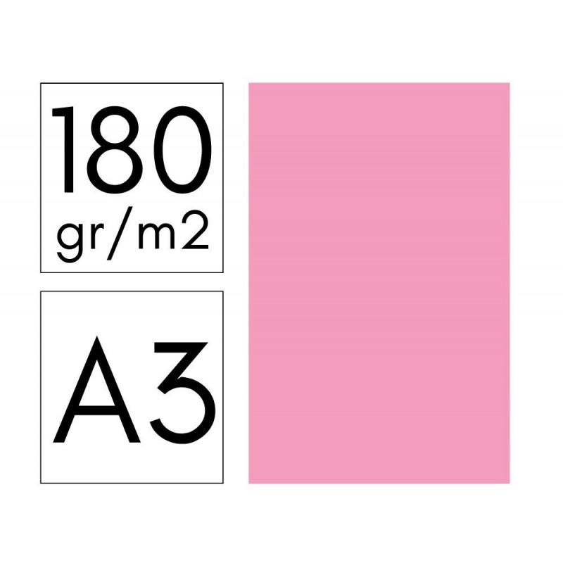 CARTULINA 180GR A3 50H ROSA FABRISA