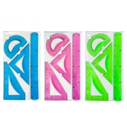 JUEGO ESCUADRA CARTABON 21CM REGLA 30CM SEMIC FLEX