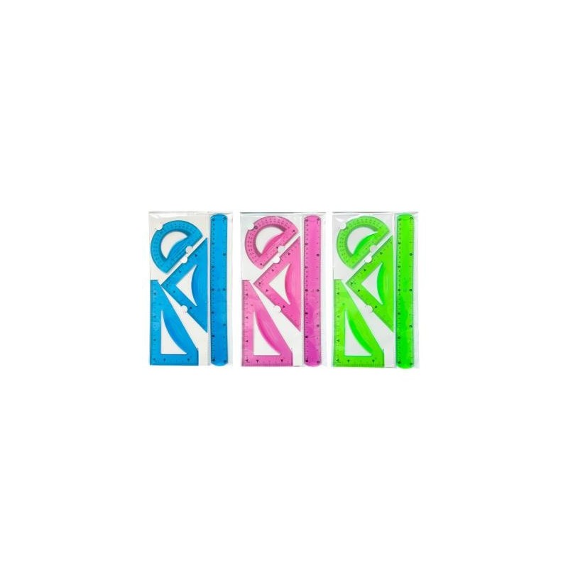 JUEGO ESCUADRA CARTABON 21CM REGLA 30CM SEMIC FLEX