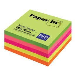 NOTAS ADHESIVAS PAP-IN 76x76 NEON 4C