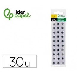 OJOS ADHESIVOS 12MM BLANCO CON PUPILA NEGRA 30UDS