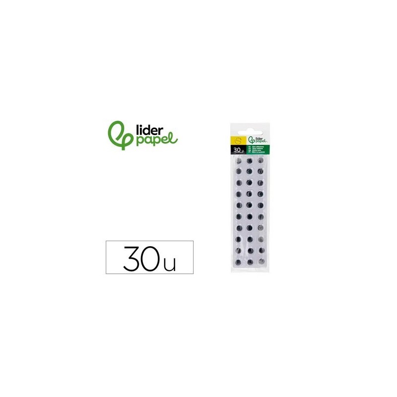 OJOS ADHESIVOS 12MM BLANCO CON PUPILA NEGRA 30UDS