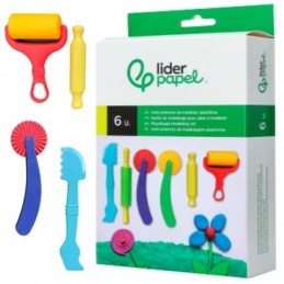 INSTRUMENTOS DE MODELAR PLASTILINA 6 PIEZAS SURTID