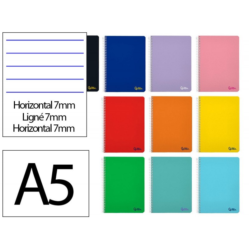 CUADERNO ESPIRAL A5 80H 75GR HORIZONTAL 7MM LIDERP