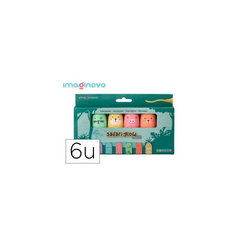 ROTULADOR FLUORESCENTE SAFARI GLOW PASTEL 6UDS
