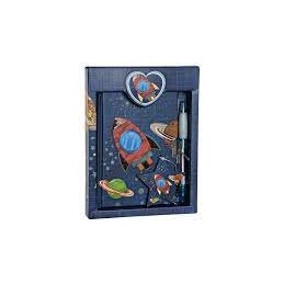 DIARIO CARTON PAPEL COSMOS AZUL