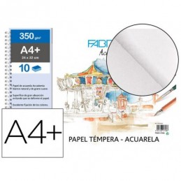 BLOC ESPIRAL PAPEL TEMPERA ACUARELA A4+ 350GR 10H