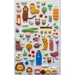 PEGATINAS 3D ANIMALES FELICES