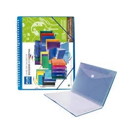 CARPETA FUNDA ESPIRAL 20 FUNDAS GOMAS AZUL