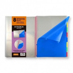 SEPARADORES PLUS A4 PP 8 COLORES TRASLUCIDOS