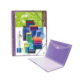 CARPETA FUNDA ESPIRAL 30 FUNDAS GOMAS VIOLETA