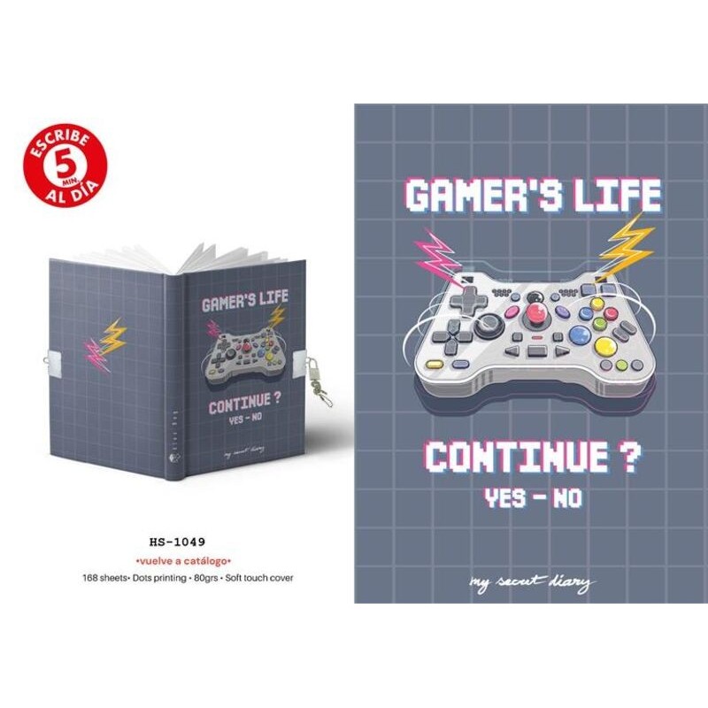 DIARIO A5 168H CON CANDADO GAMES