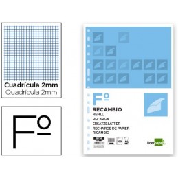 RECAMBIO LIDERPAPEL FOLIO 100H 60GR/M2 MILIMETRADO