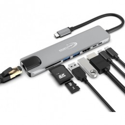 HUB USBC 8 EN 1, HDMI,RJ45,3USB 3.0 Y SDY MICROSD