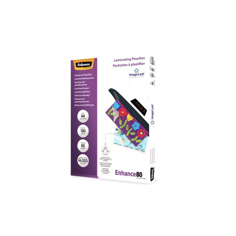 FUNDA PLASTIFICAR FELLOWES BRILLO 216x303 A4 80 M
