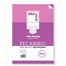 RECAMBIO A4 100H 90GR PAUTA 2.5MM 4 TALADROS