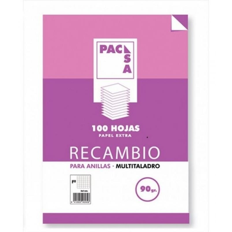 RECAMBIO A4 100H 90GR PAUTA 2.5MM 4 TALADROS