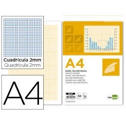 BLOC PAPEL MILIMETRADO ENCOLADO 210x297 50hoj 80GR